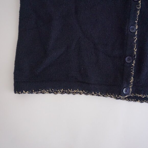 Vintage Christopher & Banks Embroidered Leaf Cotton Cardigan Fall Cottagecore L - Picture 11 of 13